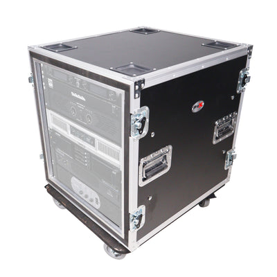 ProX 12U Space Shockproof Amp Rack ATA Flight Case 24 in. Depth with Caster Wheels