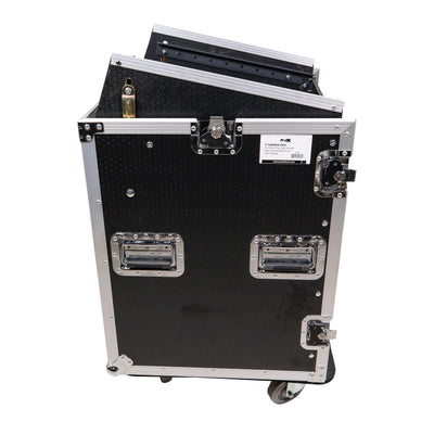 ProX 14U Vertical Rack Mount Flight Case with 10U Top for Mixer Combo Amp Rack with Caster Wheels