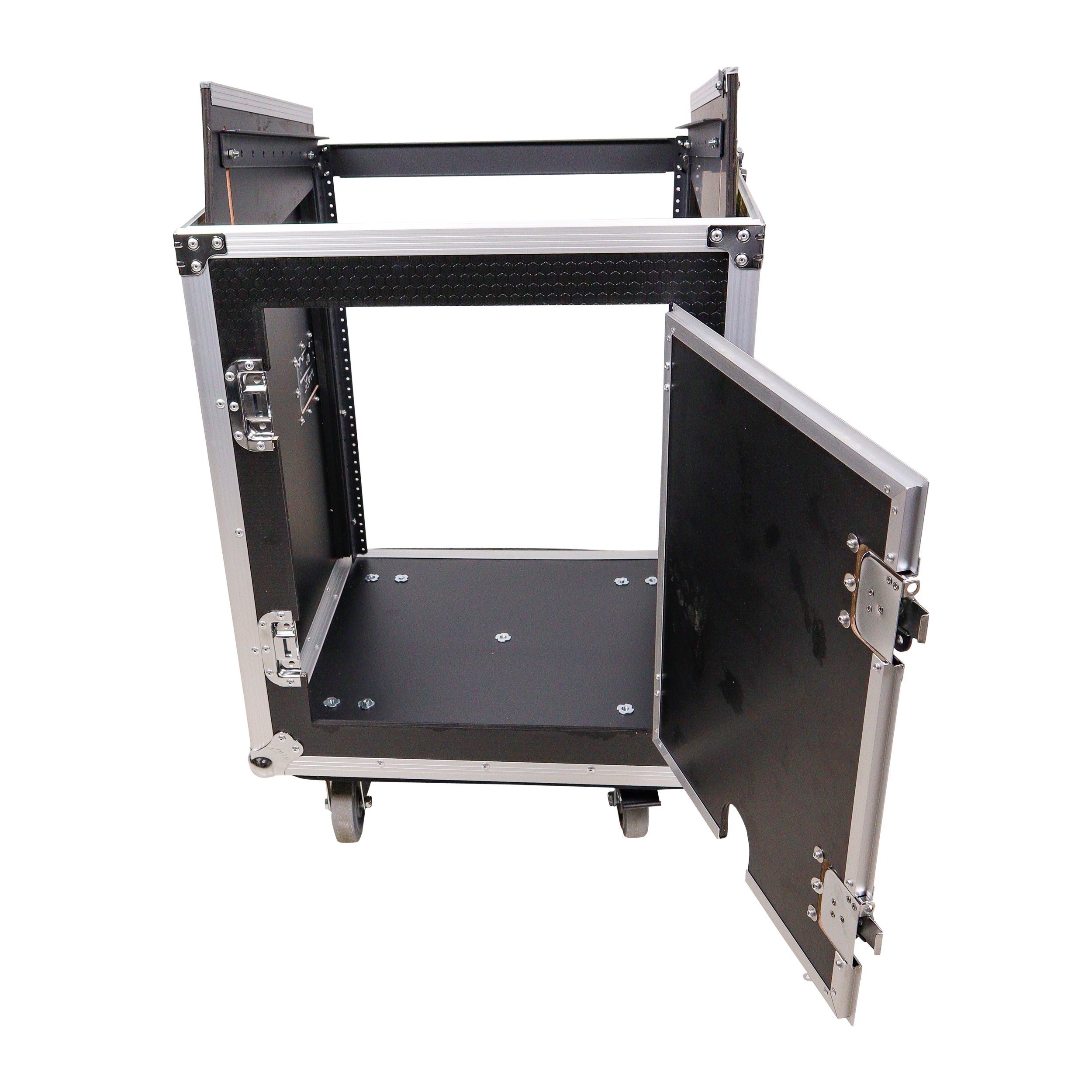 ProX 14U Vertical Rack Mount Flight Case with 10U Top for Mixer Combo Amp Rack with Caster Wheels