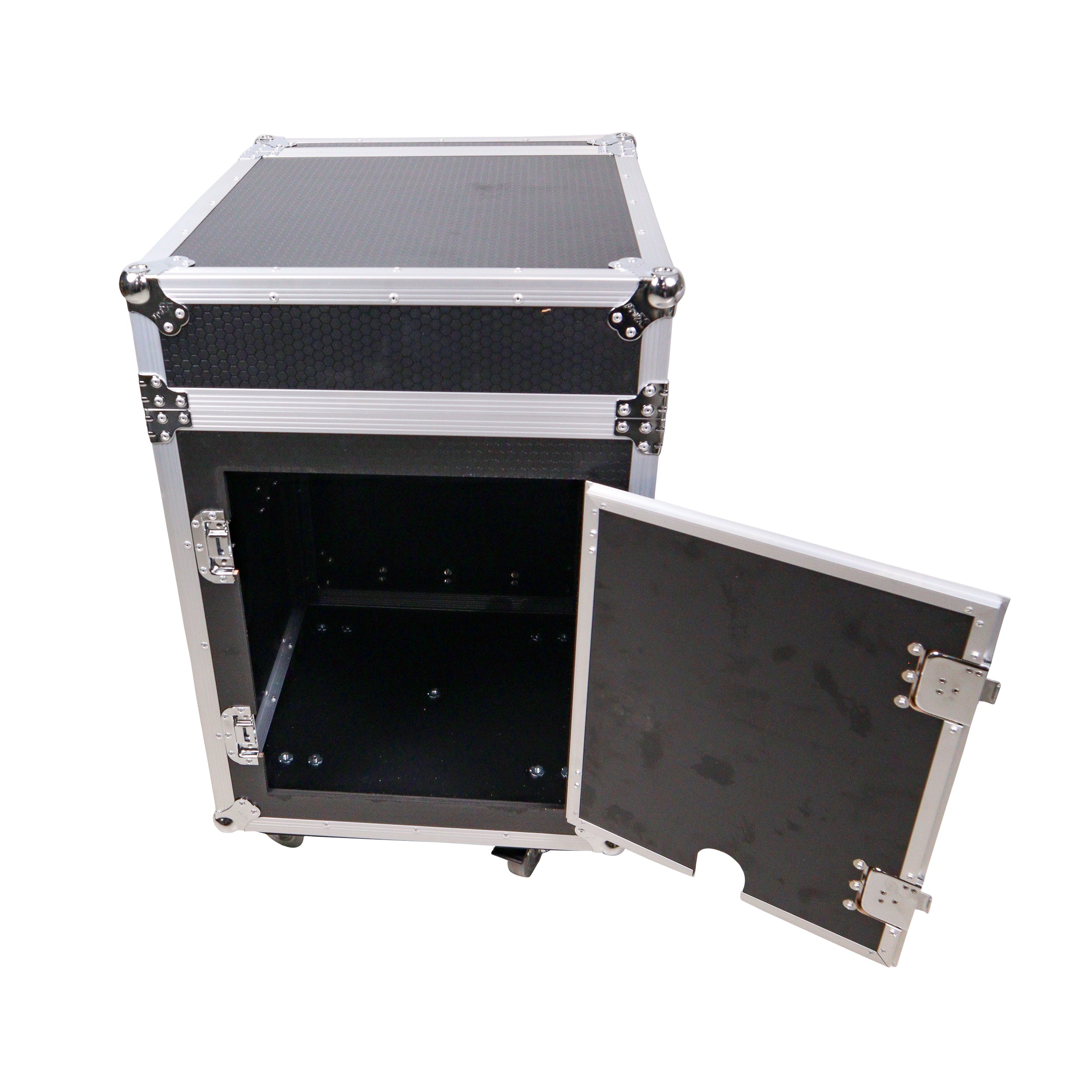 ProX 14U Vertical Rack Mount Flight Case with 10U Top for Mixer Combo Amp Rack with Caster Wheels