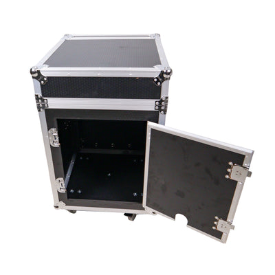 ProX 14U Vertical Rack Mount Flight Case with 10U Top for Mixer Combo Amp Rack with Caster Wheels