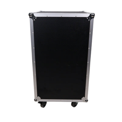 ProX 16U Vertical Rack Mount Flight Case with 10U Top for Mixer Combo Amp Rack with Laptop Shelf and Caster Wheels