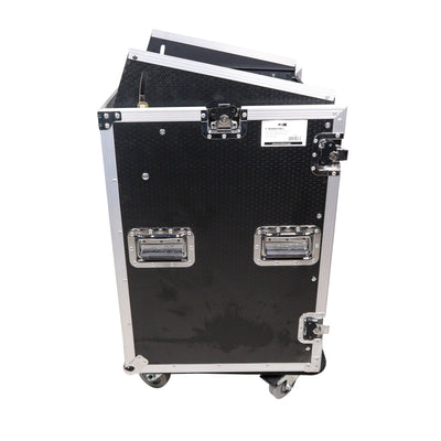 ProX 16U Vertical Rack Mount Flight Case with 10U Top for Mixer Combo Amp Rack with Caster Wheels