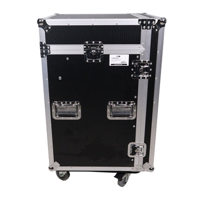 ProX 16U Vertical Rack Mount Flight Case with 10U Top for Mixer Combo Amp Rack with Caster Wheels