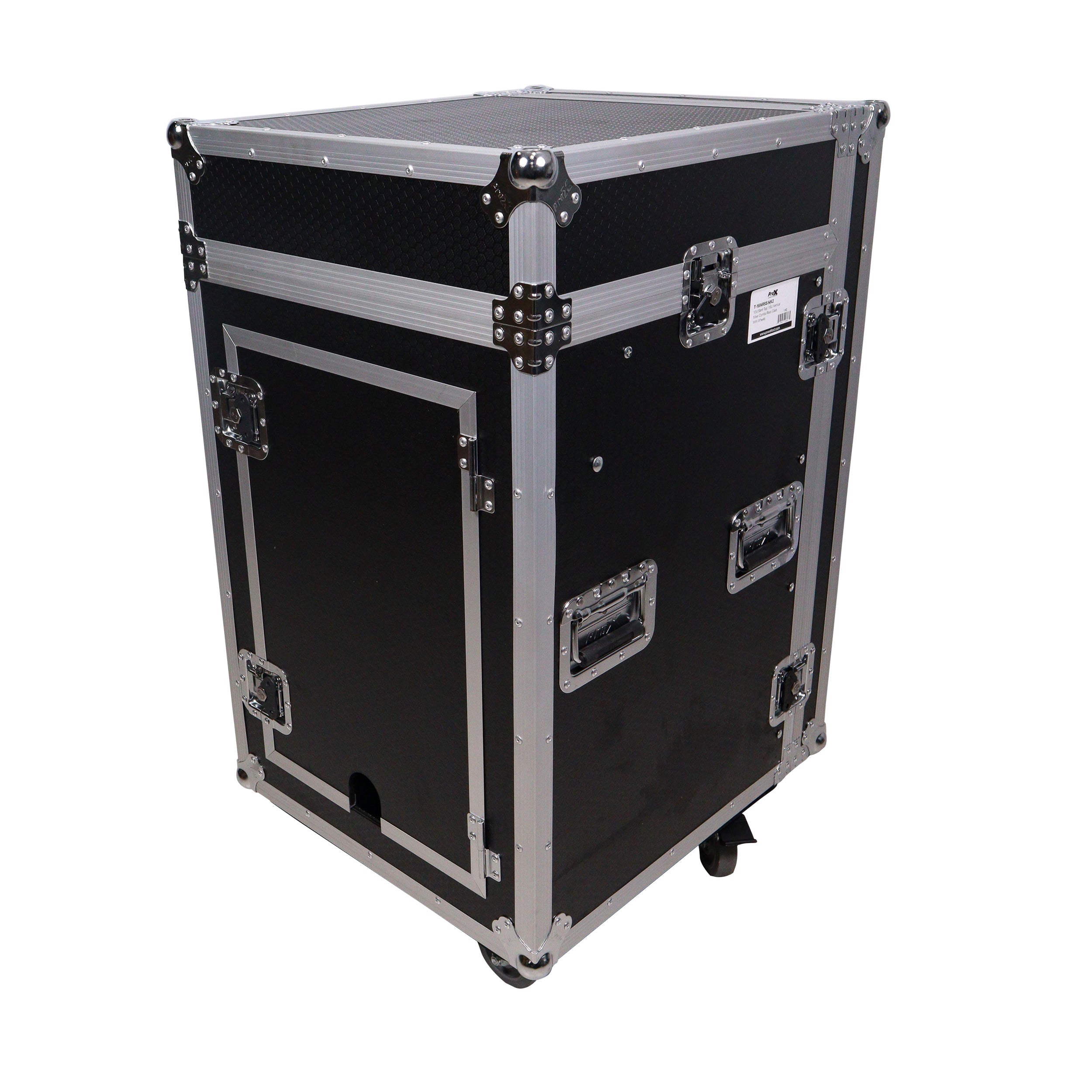 ProX 16U Vertical Rack Mount Flight Case with 10U Top for Mixer Combo Amp Rack with Caster Wheels
