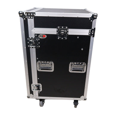 ProX 16U Vertical Rack Mount Flight Case with 10U Top for Mixer Combo Amp Rack with Caster Wheels