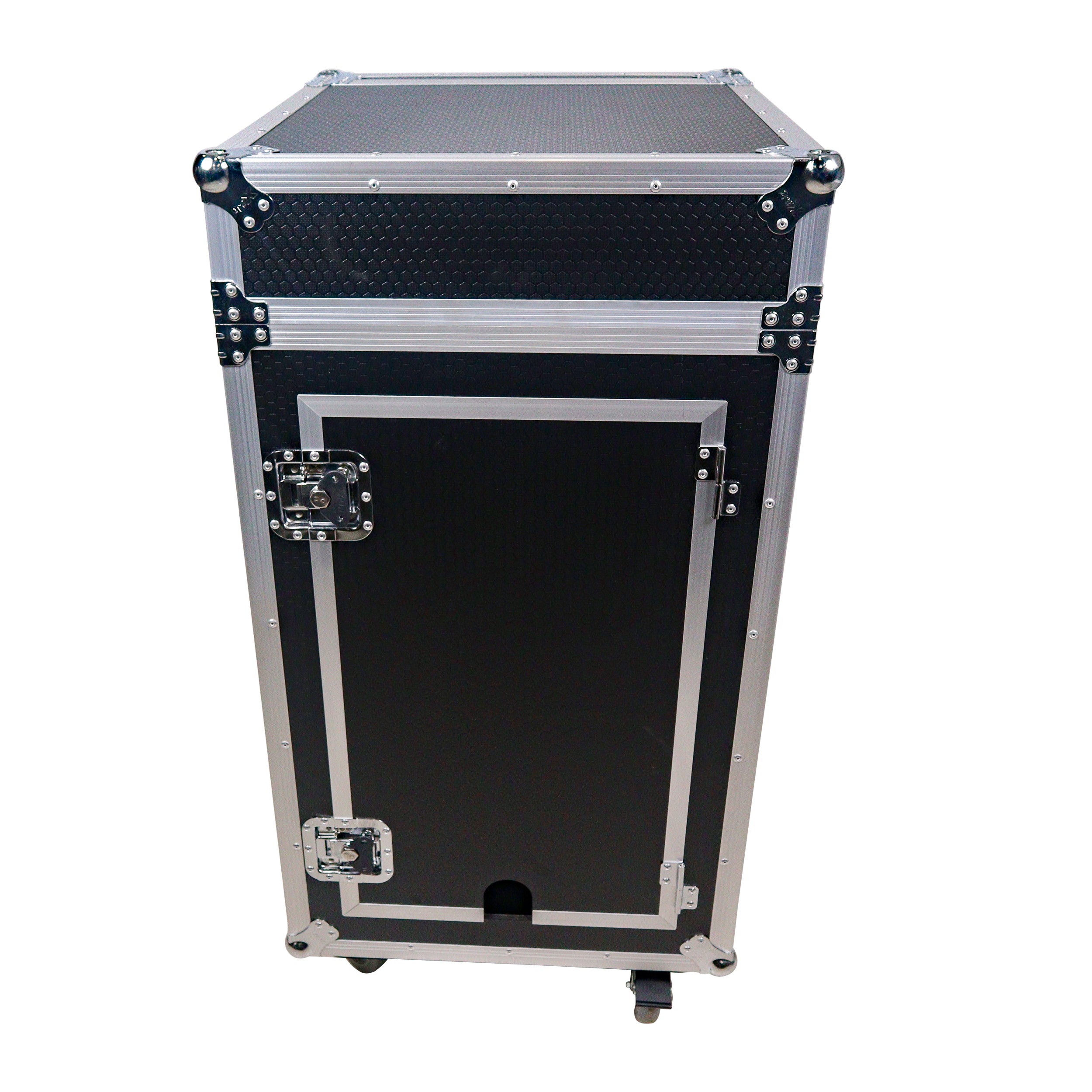 ProX 18U Vertical Rack Mount Flight Case with 10U Top for Mixer Combo Amp Rack with Laptop Shelf and Caster Wheels