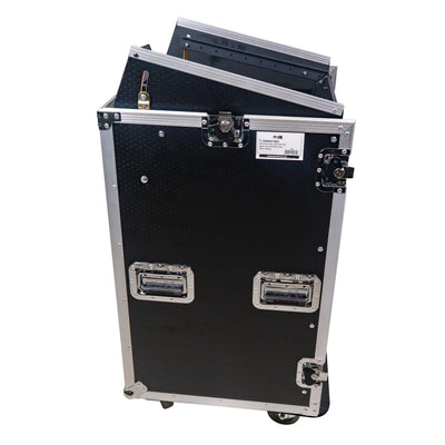 ProX 18U Vertical Rack Mount Flight Case with 10U Top for Mixer Combo Amp Rack with Caster Wheels