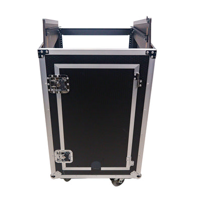 ProX 18U Vertical Rack Mount Flight Case with 10U Top for Mixer Combo Amp Rack with Caster Wheels