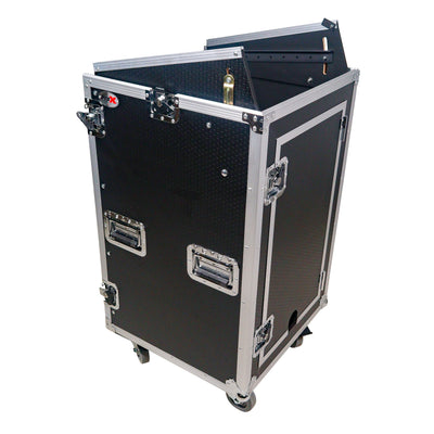 ProX 18U Vertical Rack Mount Flight Case with 10U Top for Mixer Combo Amp Rack with Caster Wheels