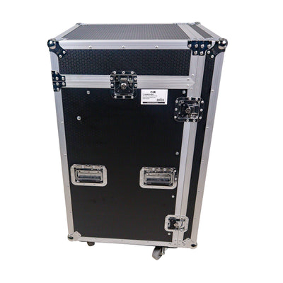 ProX 18U Vertical Rack Mount Flight Case with 10U Top for Mixer Combo Amp Rack with Caster Wheels