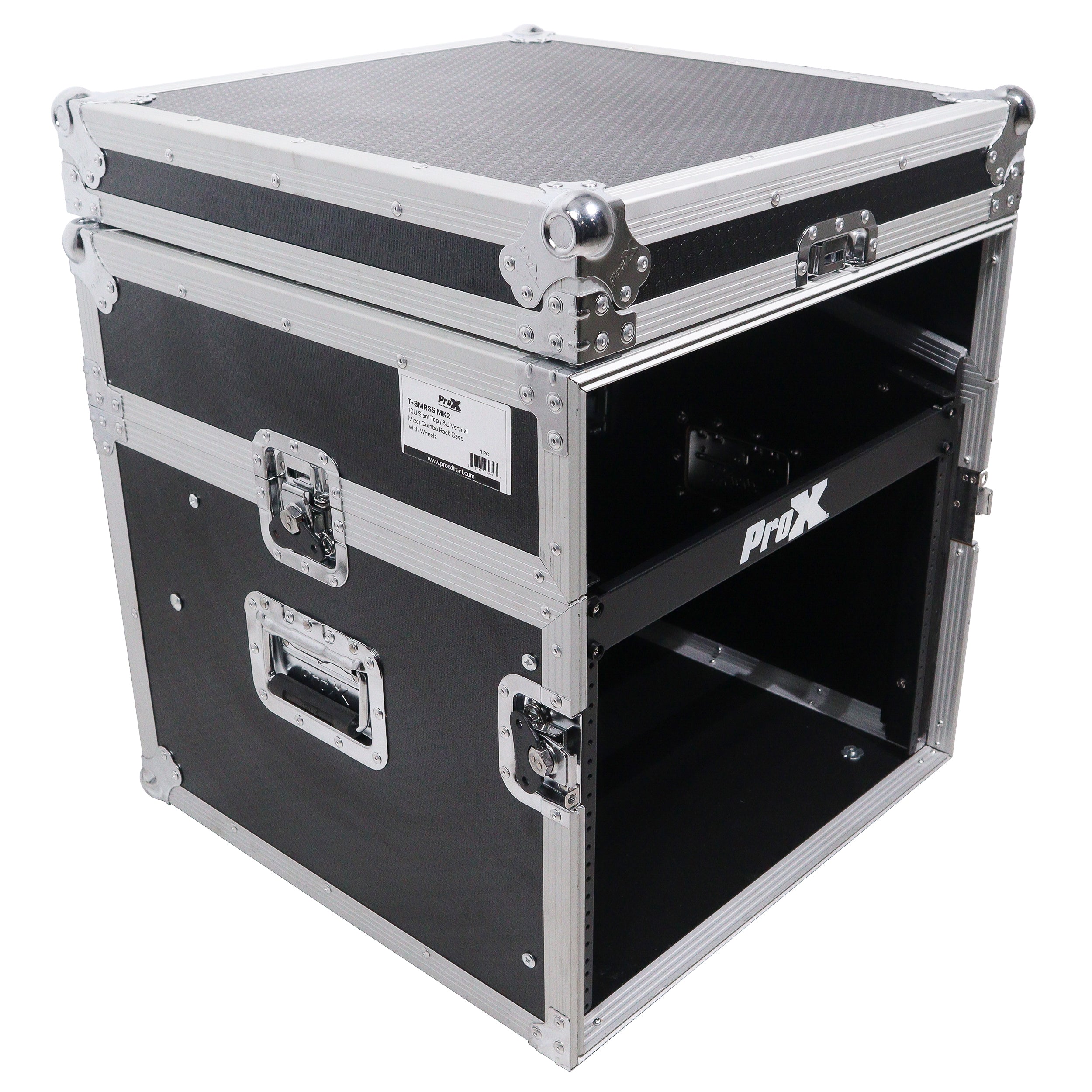 ProX 6U Vertical Rack Mount Flight Case with 10U Top for Mixer Combo Amp Rack