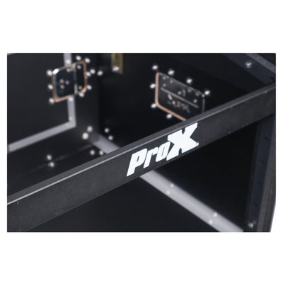 ProX 8U Vertical Rack Mount Flight Case with 10U Top for Mixer Combo Amp Rack with Laptop Shelf