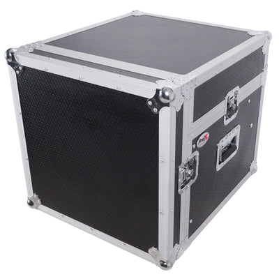 ProX 8U Vertical Rack Mount Flight Case with 10U Top for Mixer Combo Amp Rack