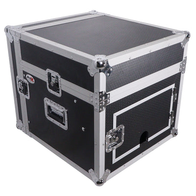 ProX 8U Vertical Rack Mount Flight Case with 10U Top for Mixer Combo Amp Rack