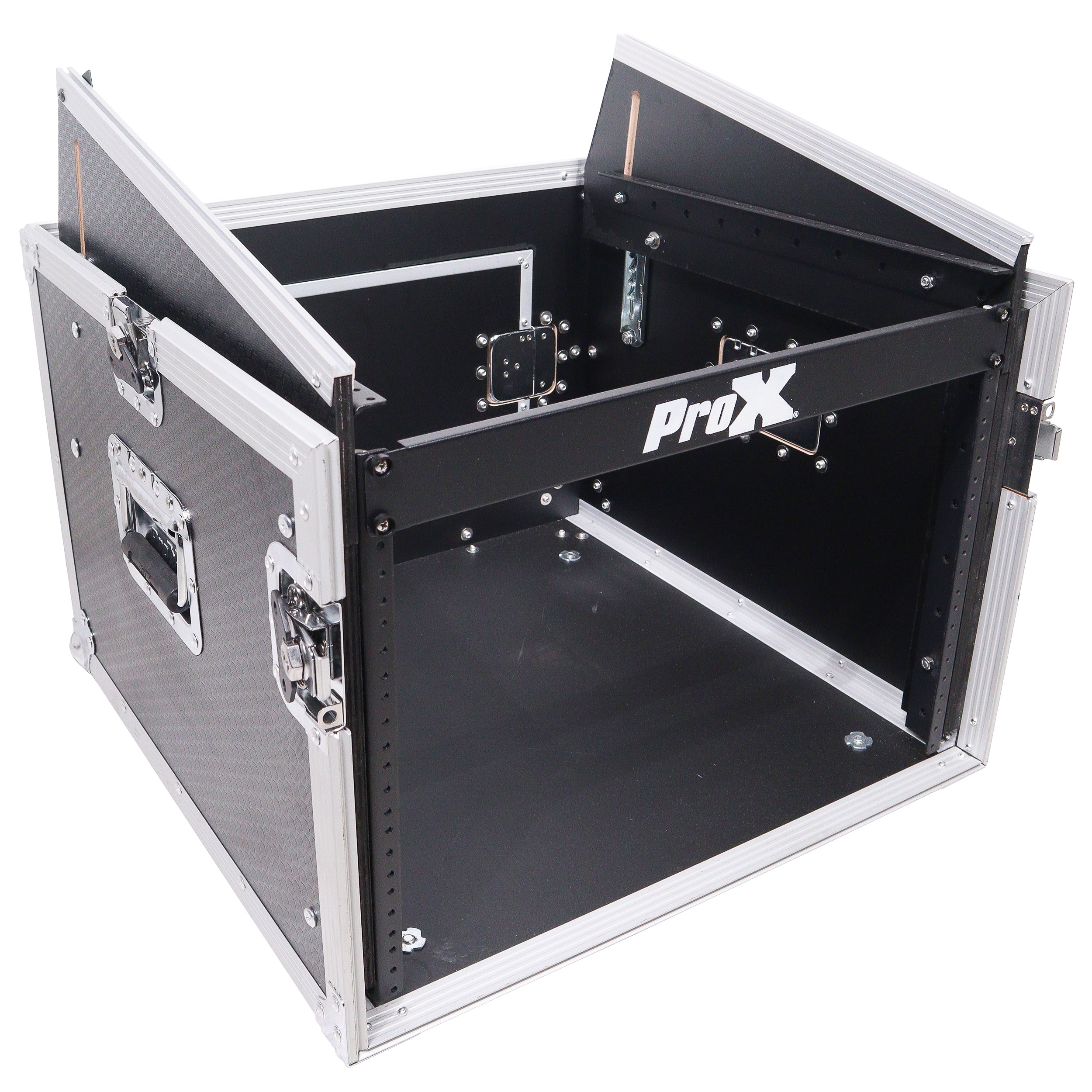 ProX 8U Vertical Rack Mount Flight Case with 10U Top for Mixer Combo Amp Rack