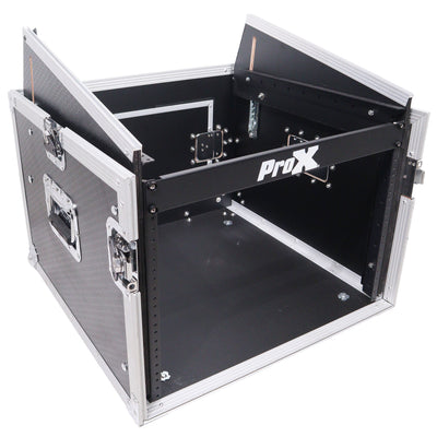 ProX 8U Vertical Rack Mount Flight Case with 10U Top for Mixer Combo Amp Rack