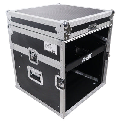 ProX 8U Vertical Rack Mount Flight Case with 10U Top for Mixer Combo Amp Rack