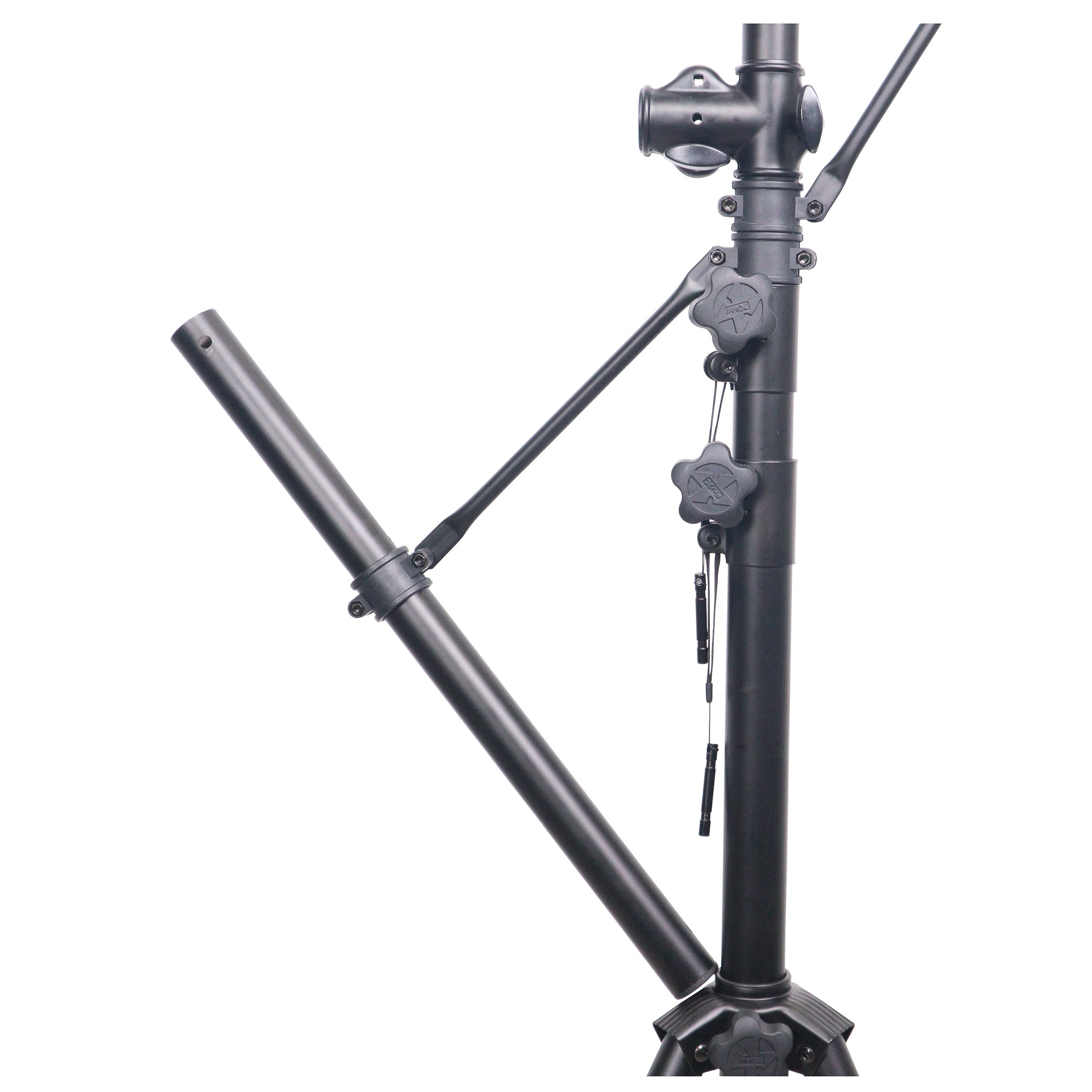 ProX Height Adjustable DJ Lighting Stand with (2) Side Bars – adjusts up to 12 Ft Height