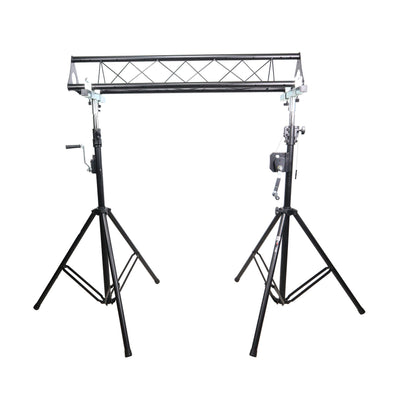 ProX 10-Feet Height Adjustable Portable Crank Lighting Stand System with included 2x T-Bars Triangle Truss for 5ft 10ft 15ft Width
