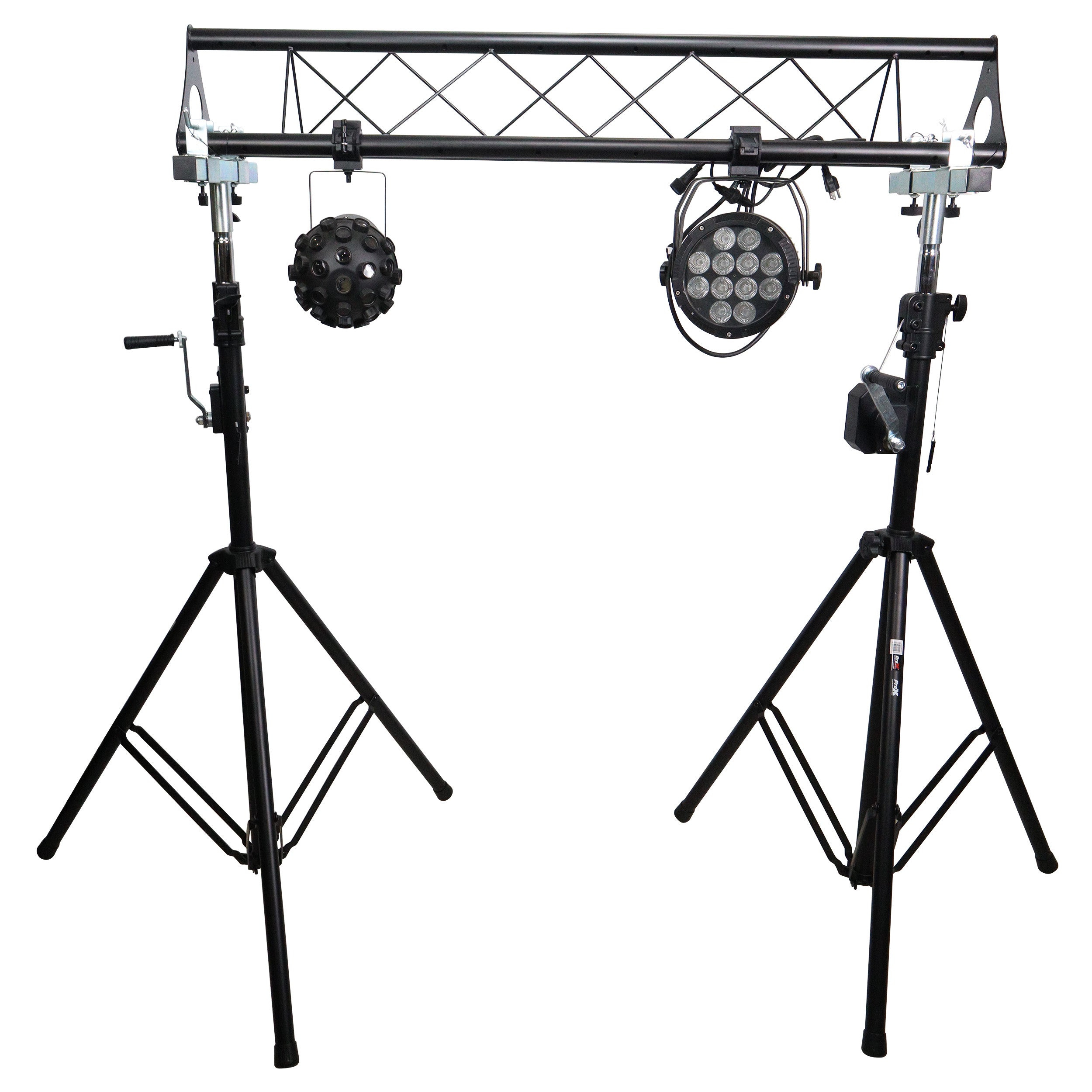 ProX 10-Feet Height Adjustable Portable Crank Lighting Stand System with included 2x T-Bars Triangle Truss for 5ft 10ft 15ft Width