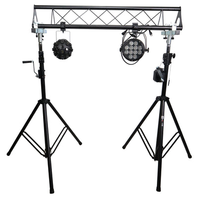 ProX 10-Feet Height Adjustable Portable Crank Lighting Stand System with included 2x T-Bars Triangle Truss for 5ft 10ft 15ft Width