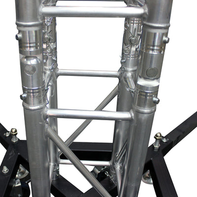 ProX Truss Tower Stage Roofing System Package -Top Block | Hinges | Base | Outriggers and 3.28 Ft. 2 mm Wall Truss Segment