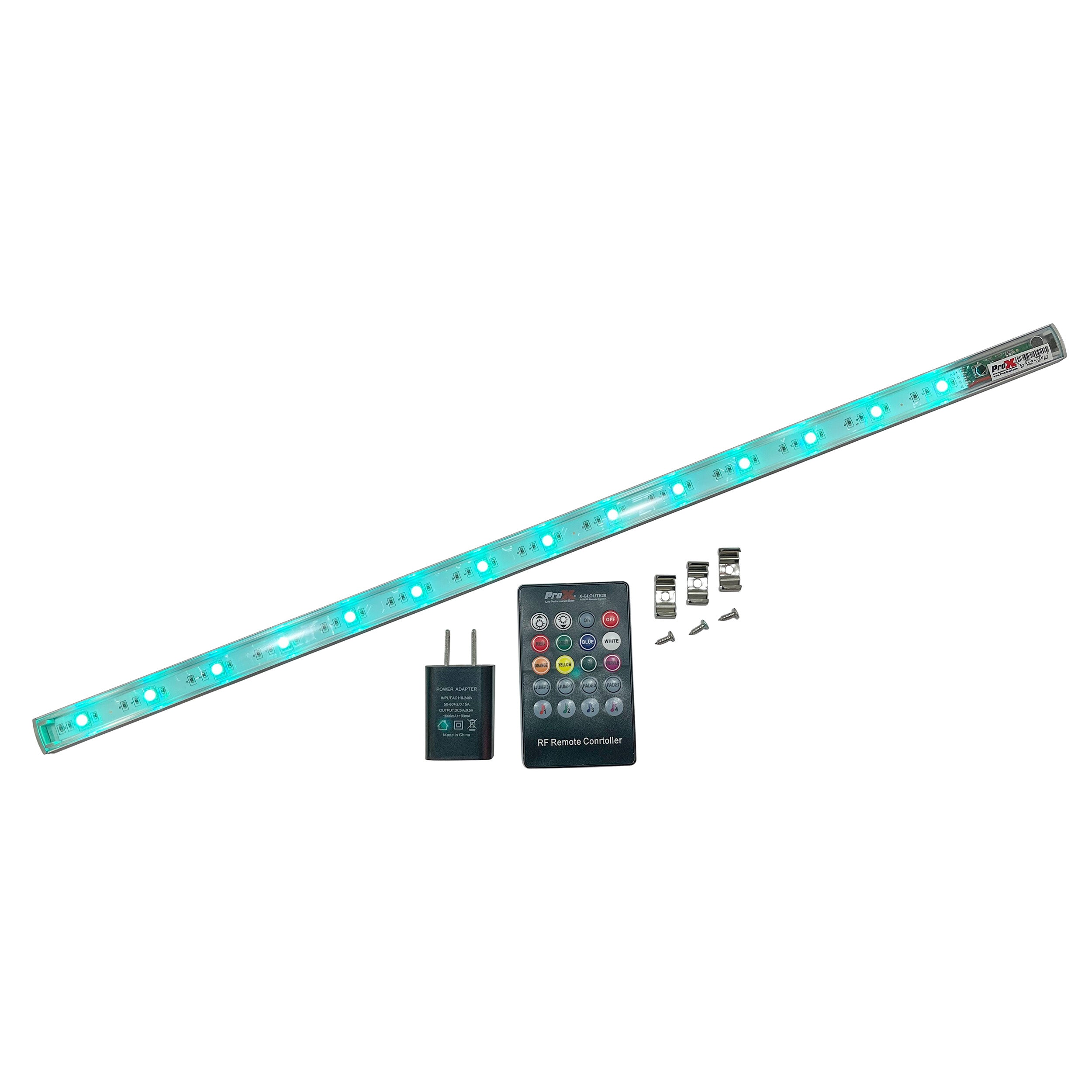 ProX GLOLITE 20" RGB LED Accent Lighting Fixture Aluminum Body RF Remote Controlled USB Powered