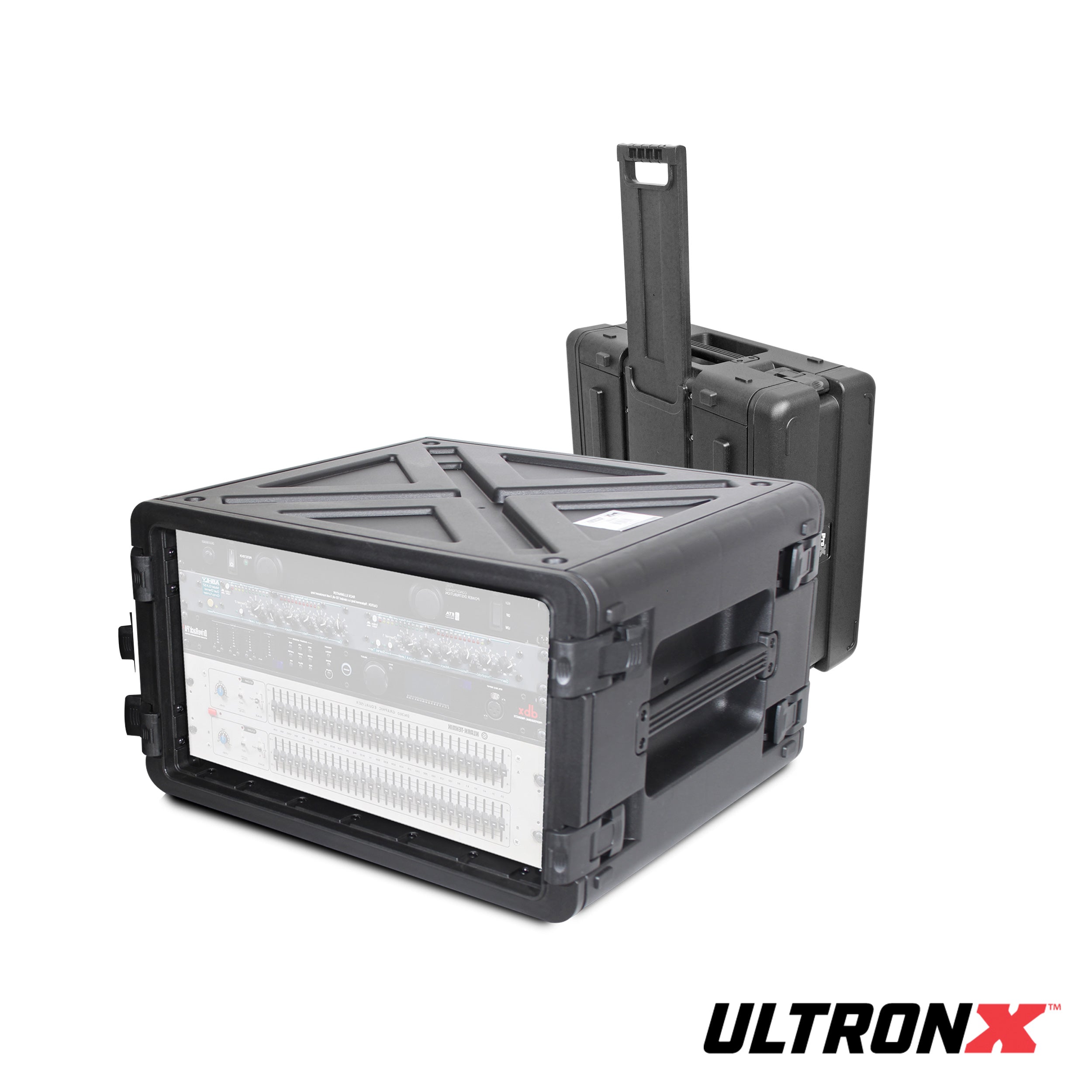 ProX UltronX 6U Rack Air Tight Water Sealed ABS Case with Retractable Pull Out Handle and Wheels