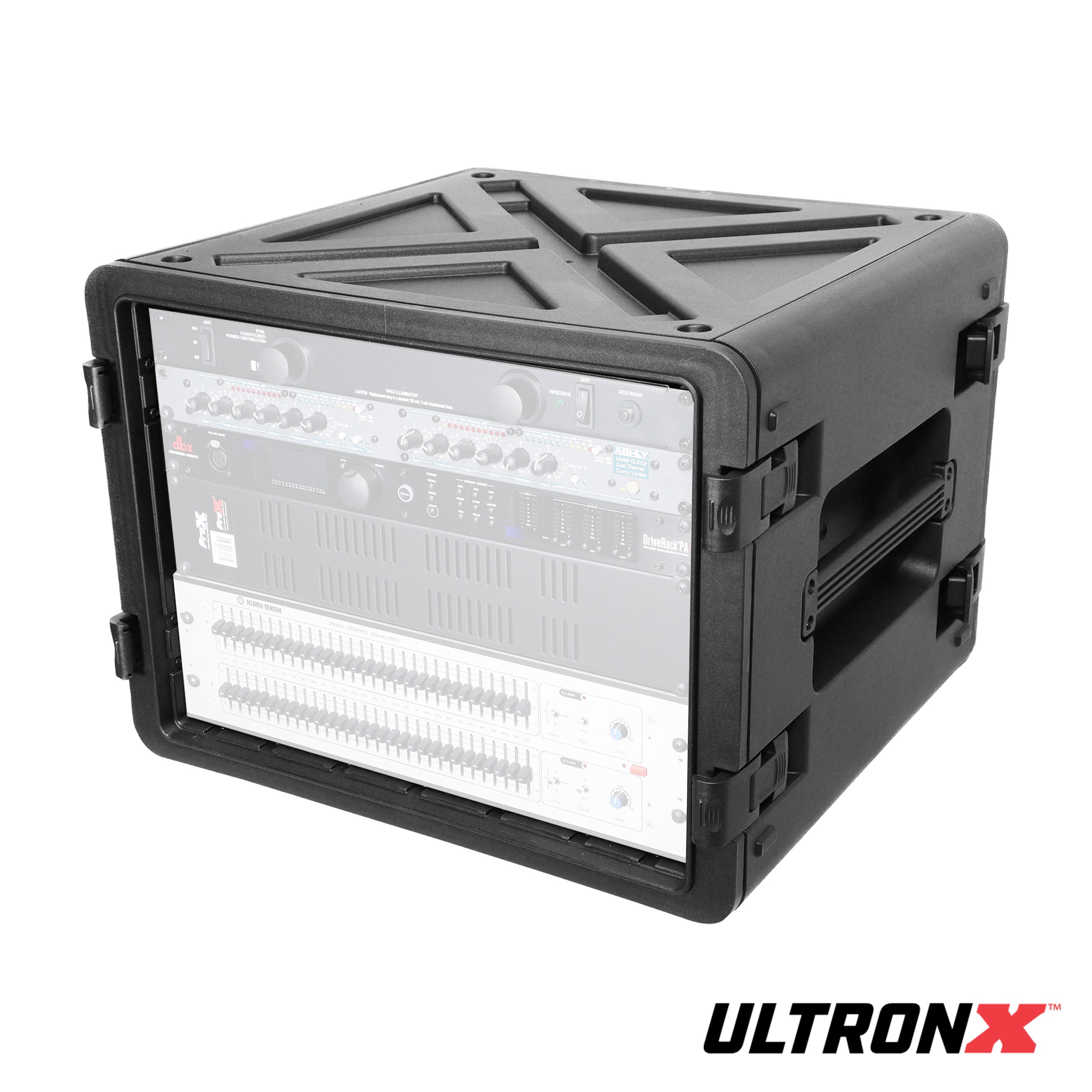 ProX UltronX Watertight 8U Rack Space Molded Plastic Case - 18" Depth Front Rail to Rail
