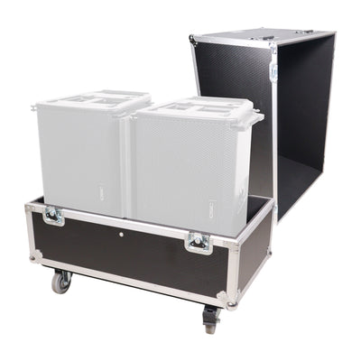 ProX Universal Dual Speaker Flight Case Fits (2) QSC KLA12 LA112 EV ETX12P - 25x17x15 in.