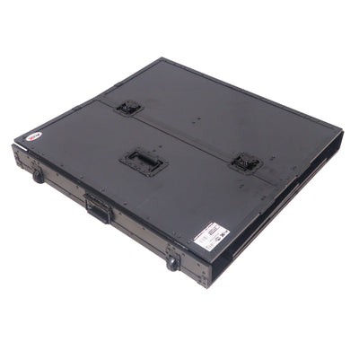 ProX Transformer Flight Case Style Folding DJ Table and Workstation with Smooth Rolling Wheels Black Finish