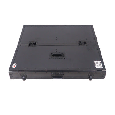 ProX Transformer Flight Case Style Folding DJ Table and Workstation with Smooth Rolling Wheels Black Finish