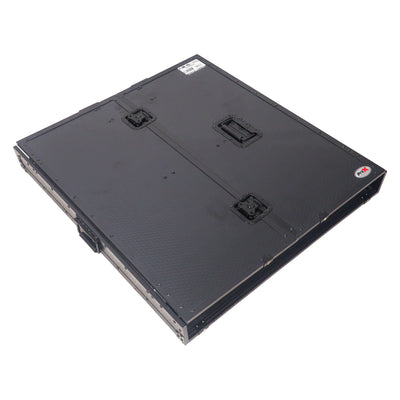 ProX Transformer Flight Case Style Folding DJ Table and Workstation with Smooth Rolling Wheels Black Finish