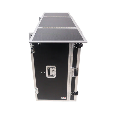 ProX Transformer Flight Case Style Folding DJ Table and Workstation with Smooth Rolling Wheels