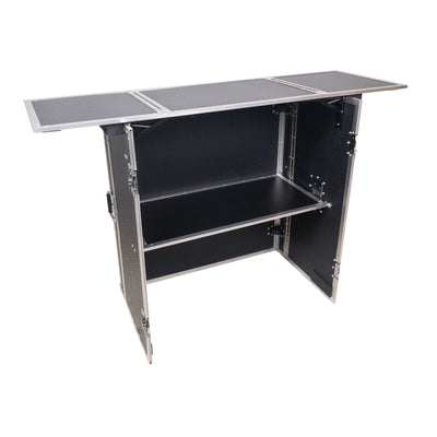 ProX Transformer Flight Case Style Folding DJ Table and Workstation with Smooth Rolling Wheels