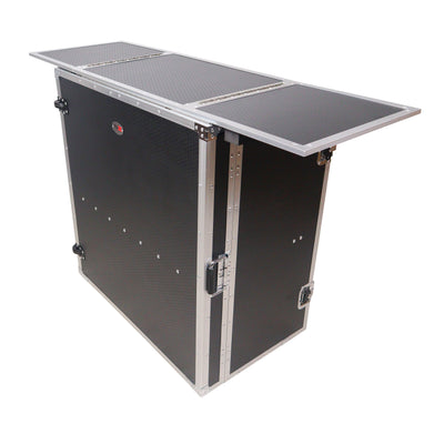 ProX Transformer Flight Case Style Folding DJ Table and Workstation with Smooth Rolling Wheels