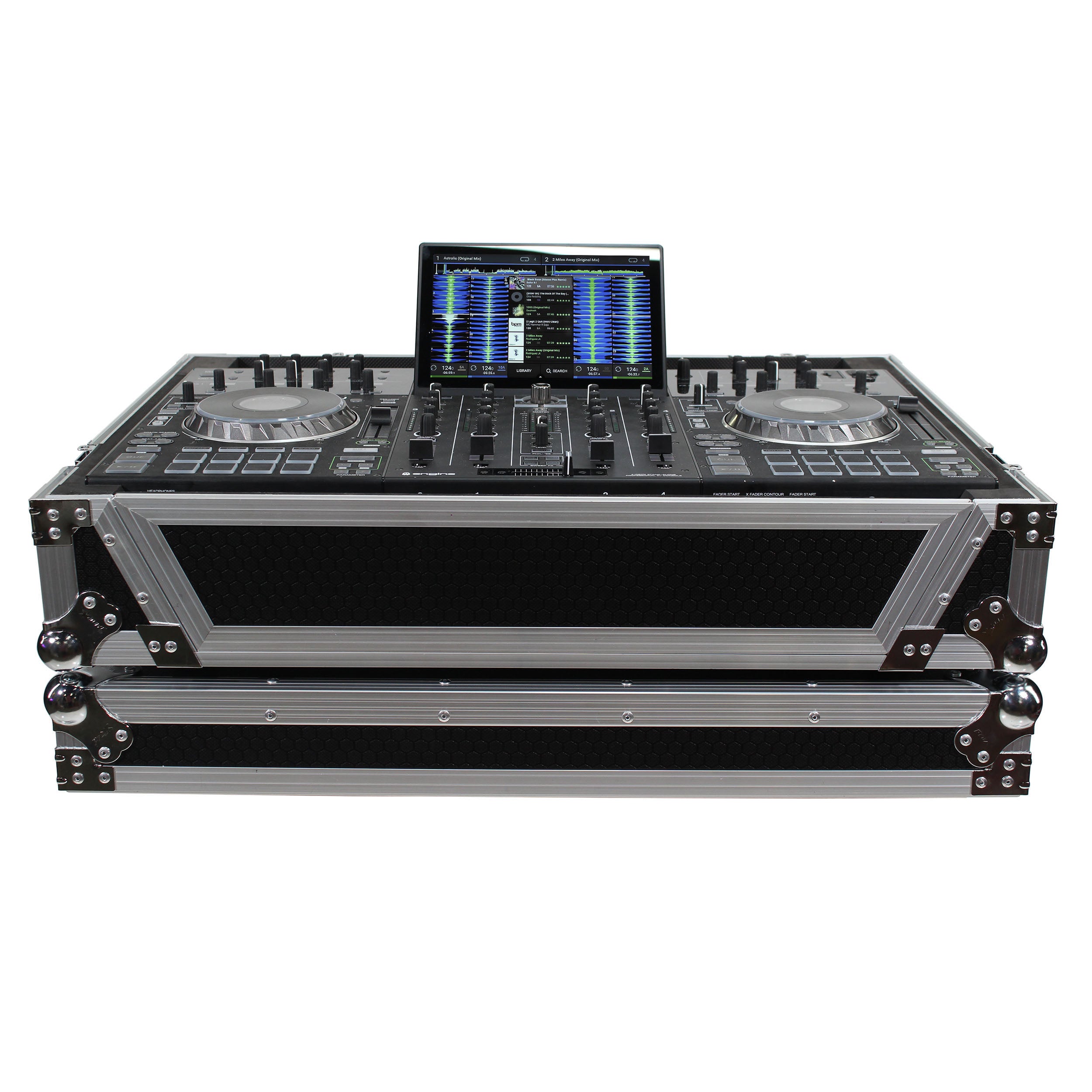 ProX ATA Flight Case For Denon PRIME 4 DJ Controller with 1U Rack Space and Wheels