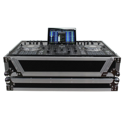 ProX ATA Flight Case For Denon PRIME 4 DJ Controller with 1U Rack Space and Wheels