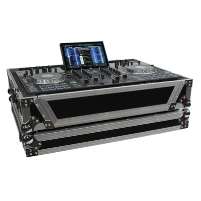 ProX ATA Flight Case For Denon PRIME 4 DJ Controller with 1U Rack Space and Wheels