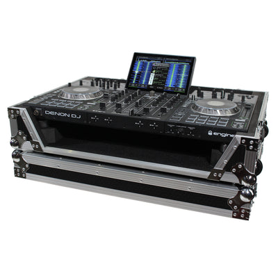 ProX ATA Flight Case For Denon PRIME 4 DJ Controller with 1U Rack Space and Wheels