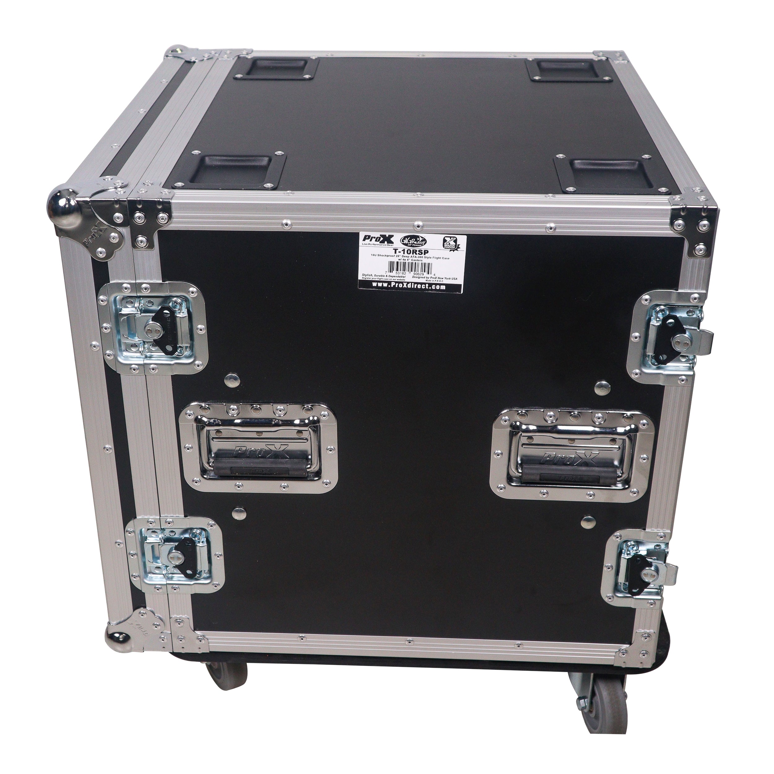 ProX ATA Style 10U Space Shockproof Amp Rack Mount Case 20 inch Depth with Caster Wheels
