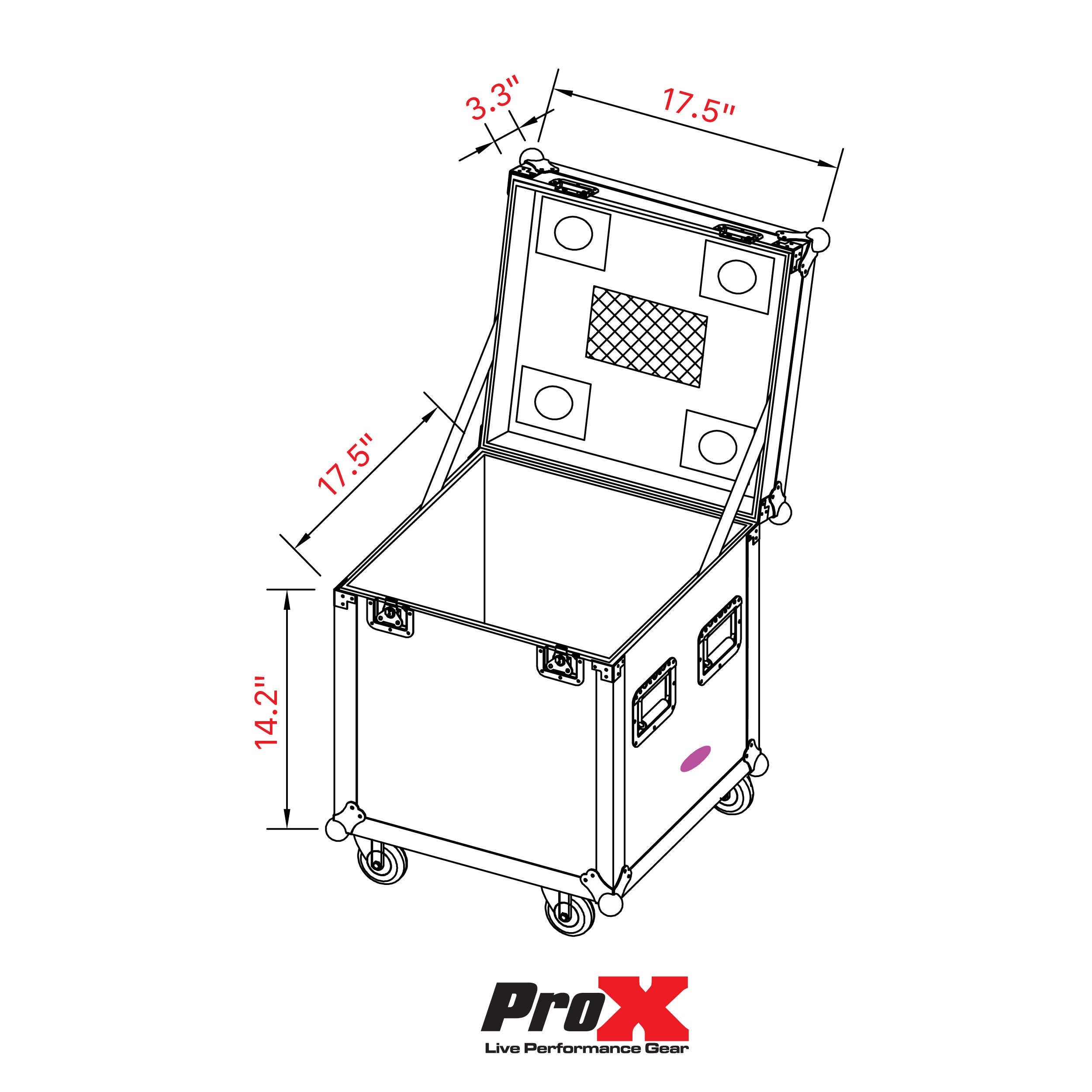 ProX ATA Utility Flight Travel Heavy-Duty Storage Road Case with 4" in casters – 18"x18"x18' Exterior