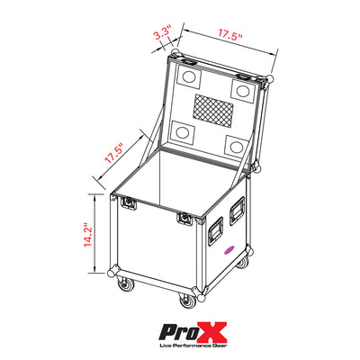 ProX ATA Utility Flight Travel Heavy-Duty Storage Road Case with 4" in casters – 18"x18"x18' Exterior