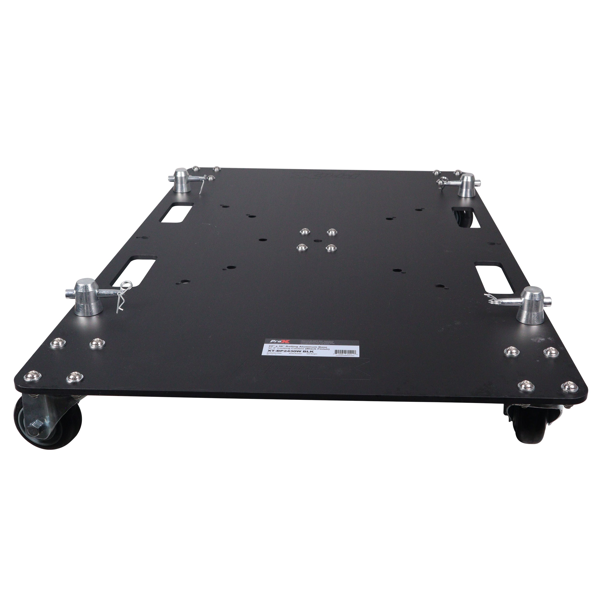 ProX 24 x 30 inch Rolling Base Plate for Rapid Grid Modular Truss System with locking casters - Black Finish