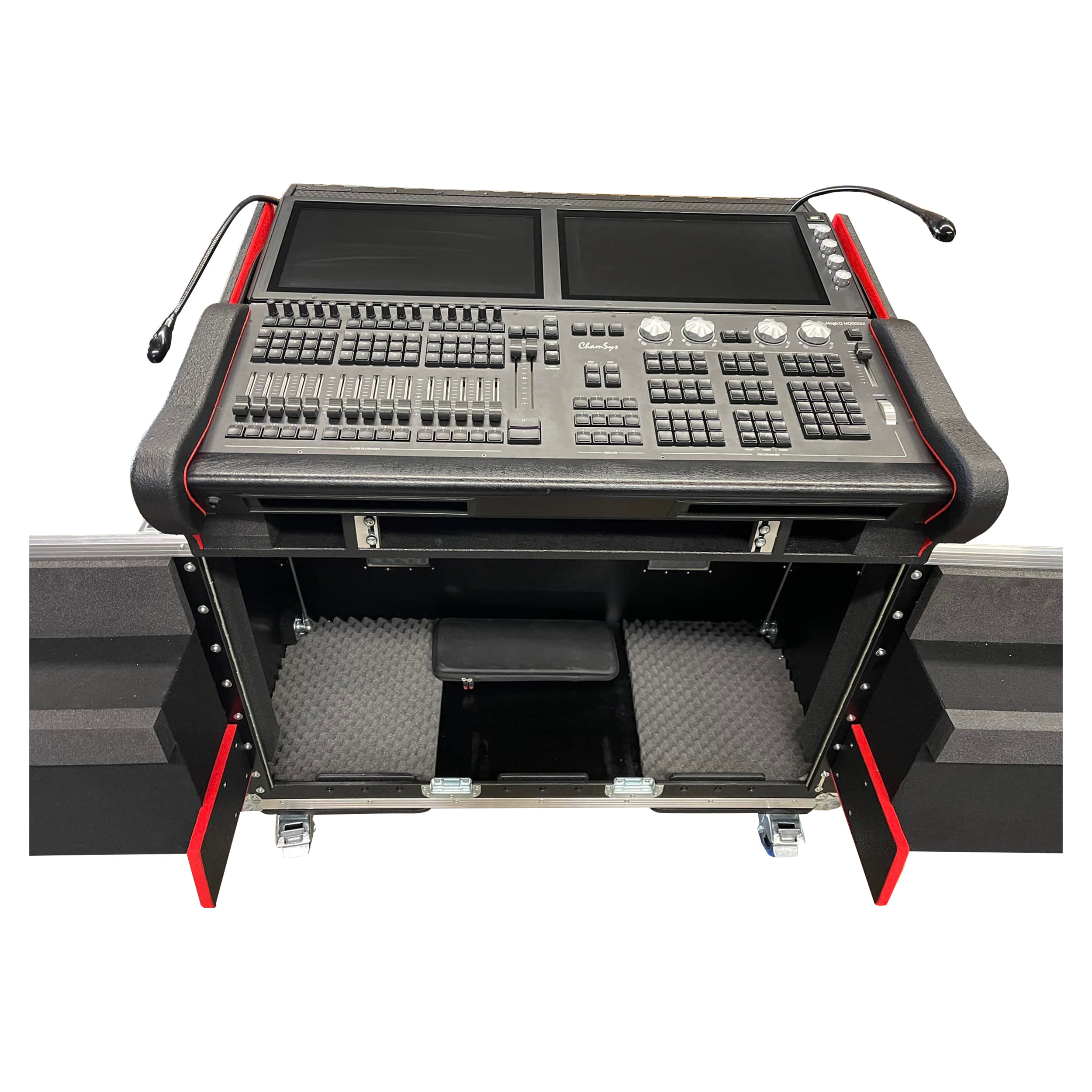 ProX Flip-Ready™ Hydraulic Console Case for ChamSys MagicQ MQ500M w/ 1U Rack Space