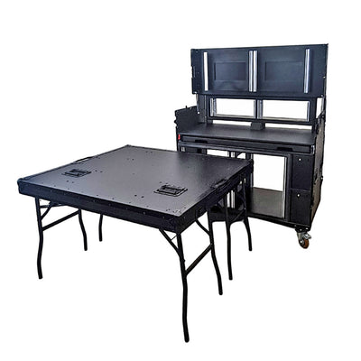 ProX Mobile AV Broadcasting Streaming Recording Studio Workstation Case with 2x 4U Top 2x 12U Bottom Black Finish
