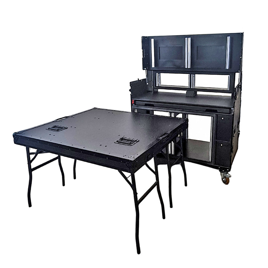 ProX Mobile AV Broadcasting Streaming Recording Studio Workstation Case with 2x 4U Top 2x 12U Bottom Black Finish