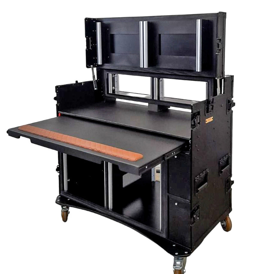 ProX Mobile AV Broadcasting Streaming Recording Studio Workstation Case with 2x 4U Top 2x 12U Bottom Black Finish