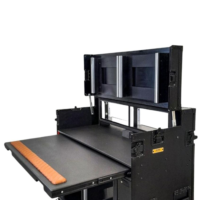 ProX Mobile AV Broadcasting Streaming Recording Studio Workstation Case with 2x 4U Top 2x 12U Bottom Black Finish